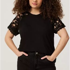 Torrid Black Lace Sleeve Blouse
